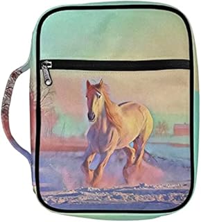 SEANATIVE Bible Covers for Women Green Palm Elephant Print Large Study Bible Bag Book Cover with Pockets Zipper Bible Scripture Carrying Case
