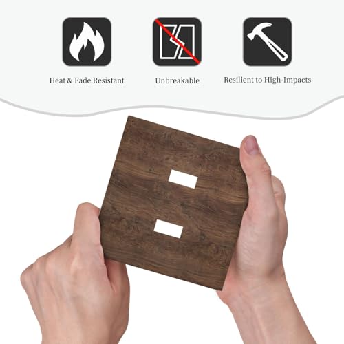 Cubierta de interruptor de luz grano de madera marron de 2 bandas estilo rustico 7