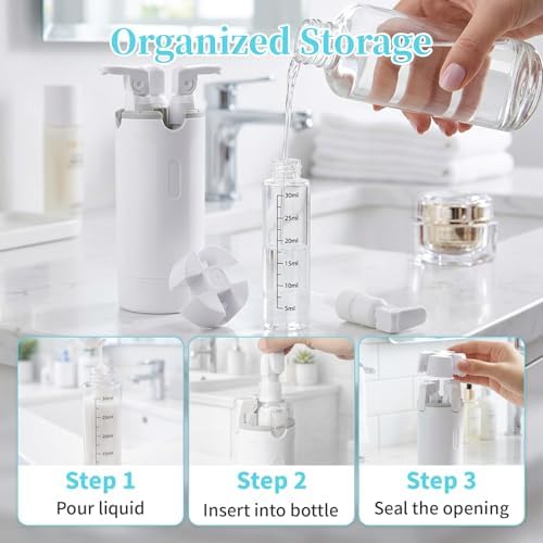 4 in 1 Travel Dispenser with 4 Pack 30ml Travel Bottles,2026 New Travel Bottles for Toiletries (Green) — view 4