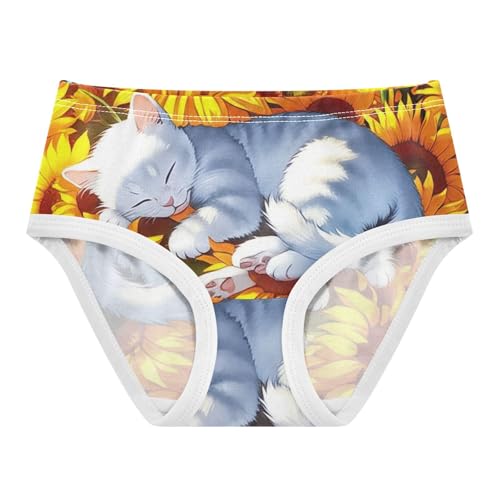 Cotton Girls Underwear Toddlers Cute Cat Yellow Sunflowers Girl Panties Cute Bright Kids Briefs Undies 2t