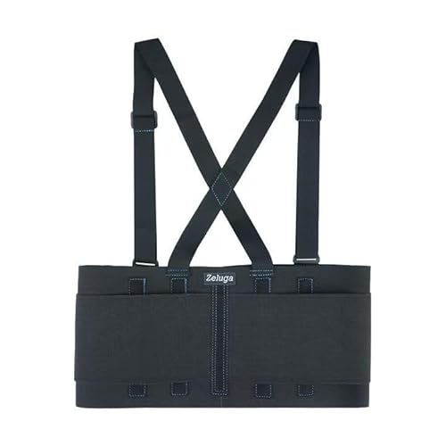 Zeluga 20-541 Industrial Work Back Brace, Back Support Belt with Suspenders, Lower Lumbar Support for Heavy Lifting, Removeable Straps, L/XL