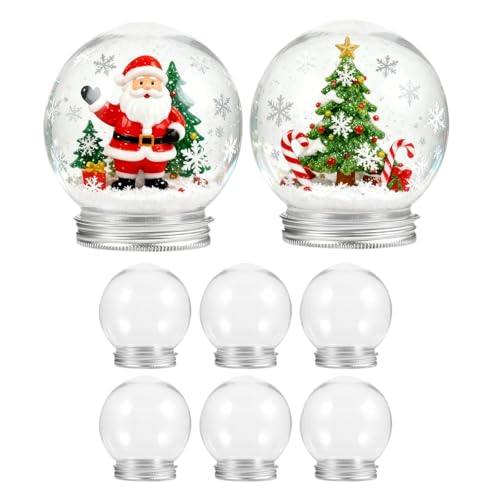 Ciieeo 8 Pièces Boule À Neige Bricolage Transparent 2.76In Globe d'eau en Plastique avec Bouchon À Vis pour Artisanat Et Décoration De Noël Personnalisée