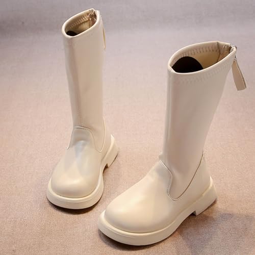Girls Knee High Boots PU Leather Back Zipper Tall Riding Boot Warm Winter Fashion Snow Boots Low Heels Dress Shoes2