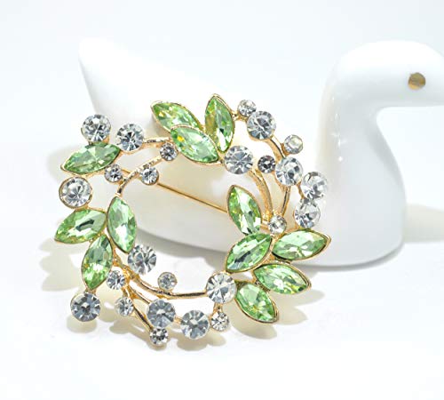 Image of Gyn&Joy Clear Crystal Rhinestone Floral Wreath Pin Brooch BZ005