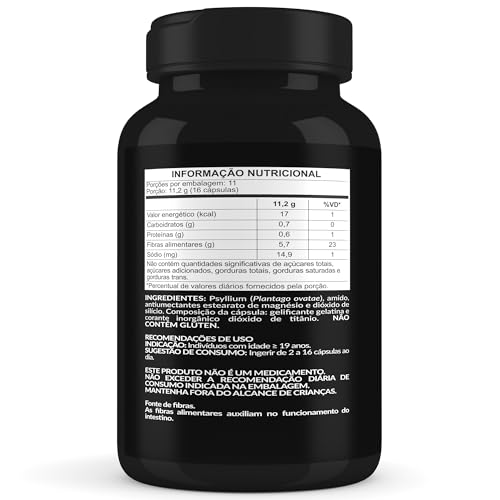Psyllium Husk, Suplemento Alimentar de Psyllium em Cápsulas, 180 Cápsulas de 700 mg