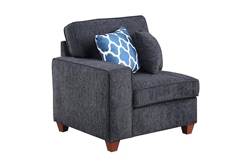 Image of Ball & Cast 116 inch L-Shaped Sectional Couch with Movable Ottoman & 6 Throw Pillow,7 Seat Chenille Upholstered Sectional Sofa W /Wide Armrest,DIY Combination,Comfy Sectionals Set for Living Room,Dark Gray