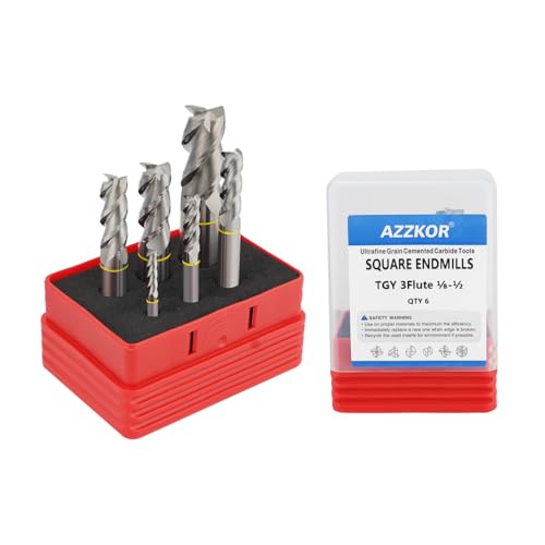 Image of Carbide Square End Mill HRC55 Double Edge 3 Flute AlTiN Coating Tungsten Steel, Color-Ring, for Aluminum Wood