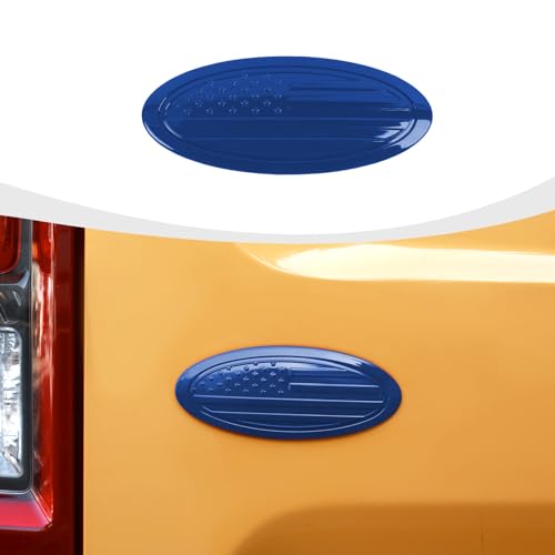 Image of RAZPOY for Bronco Emblem Cover, 5.31inch Rear Tailgate Overlay Badge Emblem Cover Trim Fit for 2021-2024 Ford Bronco & Bronco Sport, USA Flag Blue