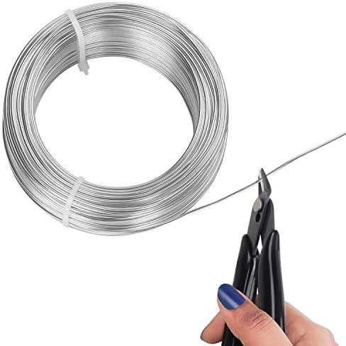 Belle Vous 1.5mm Silver Aluminium Craft Wire (60m/197ft) - Flexible & Bendy Sculpture Craft Roll - Metal for DIY Sculptures, Skeleton Modelling, Jewellery, Beading, Wreath Making & Bonsai Trees