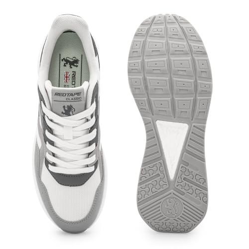 Image of Red Tape Men's Sneakers Black White Mesh Pu Round Toe Lace-Up