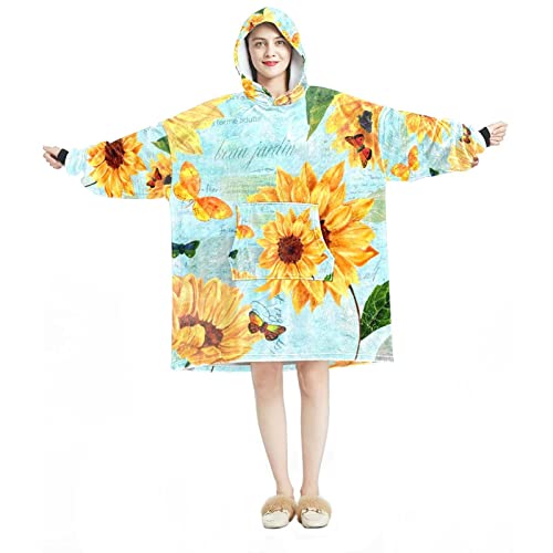 Sweat à capuche surdimensionné en flanelle premium et sherpa épais au motif aquarelle rétro