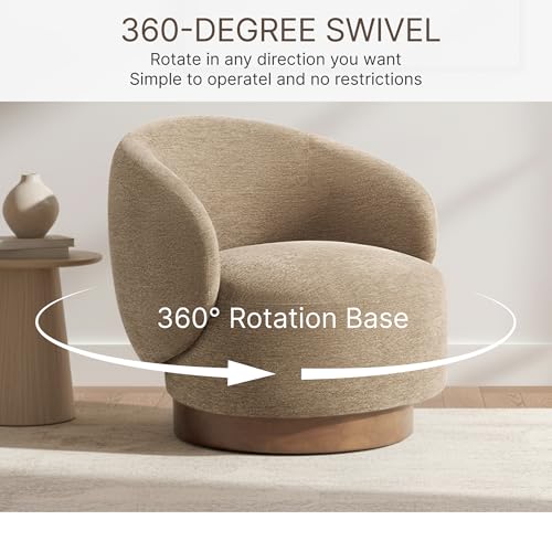 Image of KISLOT Swivel Accent Chair Modern Round Barrel Armchair with Upholstered Performance Fabric for Living Room Bedroom Waitingroom,2 Box,Brown