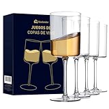 Bluelander Set de 4 Copas 450 ml, Copa para Vino de Cristal, Vidrio de Cristal, Kit 4 Copas para Vino, Sin Plomo, Boda,...