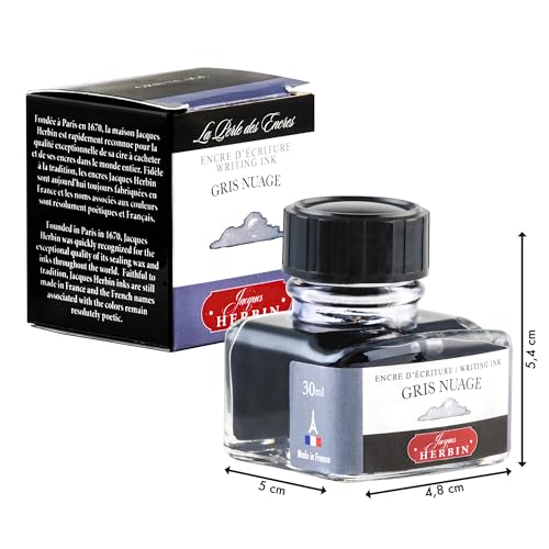 J.Herbin 13008T Tinte für Füller, 30 ml, wolkengrau
