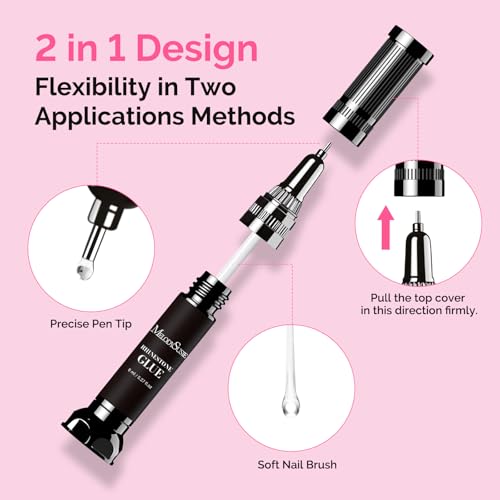 Image of MelodySusie 2Pcs Nail Rhinestone Glue, 3D Gel Nail Art Design Strong Adhesive Nail Gem Glue with Brush Pinpoint Nail Charms Gems Jewelry Decoration DIY Manicured at Home Cured Need