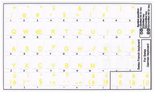 Tastatur Schlüssel [Schweizer deutsch] Aufkleber Transparent gelb