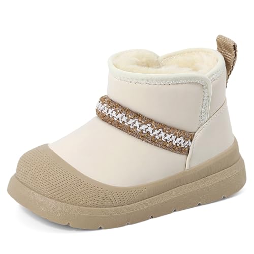 MK MATT KEELY Botas Niño Invierno Bota Nieve Impermeable Zapatillas Botines Exterior Cálido Niña con Suela de Antideslizante,Beige,EU 29