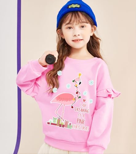 Image of EULLA Toddler Girls Christmas Sweatshirt Long Sleeve Snowman Deer Santa Claus Xmas Holiday Shirts for Kids Sweater 2-7 Years