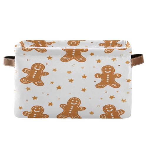 Cgiub Cesta de almacenamiento de pan de jengibre de Navidad, plegable, de tela, impermeable, organizador de armario, cesta de juguetes para perro, cesta de regalo, cesta decorativa con asas para
