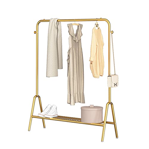 erkebspm Perchero Perchero de metal Perchero con estante para zapatos y ganchos para colgar ropa Perchero para dormitorio Sala de estar al por menor/Oro/150X33X147Cm