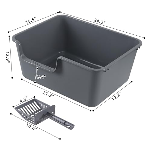 Pack 4 Areneros para Gato con Bordes Altos y Pala, Gris miniatura 4