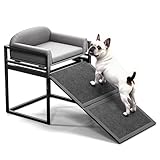 AZV Dog Stairs Ramps,Seat Chairs Mate for Small Dogs,Steps for Puppy Cats Pets to Get on High Bed with Platform Doggie Office Window Doggy Couch,Non Slip Dachshunds Ladder,Load Capacity 100 lbs Grey