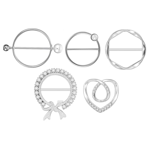 Tyqour - Tyqour 5 Stück Metall Gürtelschnalle Damen T Shirt Clip Schnalle Broschen für Kleidung, Modischer Schal Ring Clip Damen Runder Gürtelschnalle Schleppennadel für Brautkleid, Schnallen und Verschlüsse