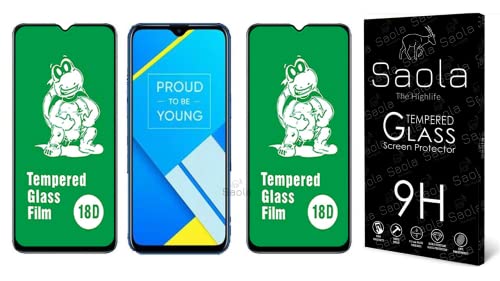 Image of Saola 18D Tempered Glass With Inbuilt AirBag Borders For Realme C2 Pro (Pack Of 2) with Free Installation Kit. Full screen Coverage - 6.3 inch