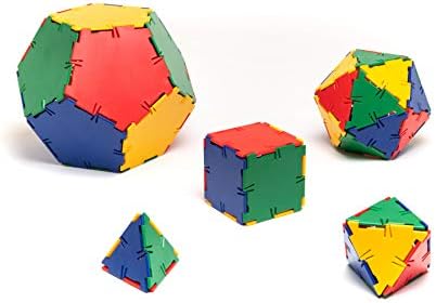 Polydron Kids Platonic Solids Educational Construction Set - Multicolored - Children Geometry 3D Shapes Building Kit - 4+ Years - 50 Piece Kit