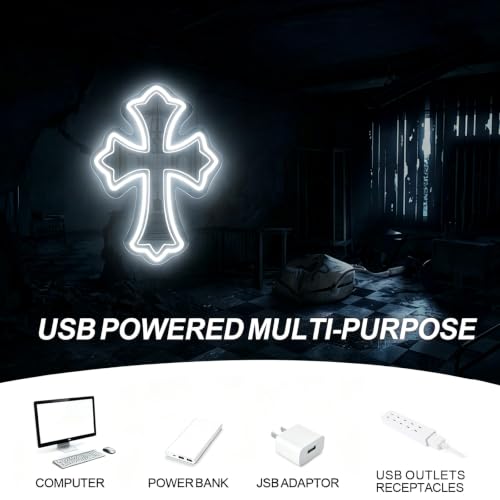 Image of Cross Gothic Y2K Cross Mirror Neon Sign Gothic Wall Decor