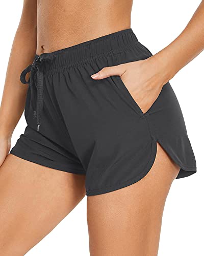 Yonique Women's Swim Shorts Sporty Boardshorts With Pockets Swim Bottom Grey Xl #TOP3