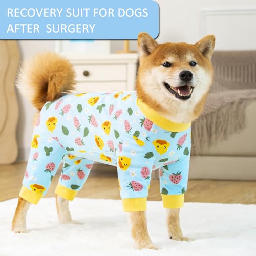 Image of Dog Recovery Suit for Small Medium Large Dogs, Pet Onesie After Surgery Comfort Dog Bodysuit Anti Licking (Blue,XL)