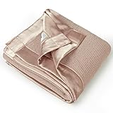lulumoon Swaddle Baby Blanket: Waffle Blanket with Satin Trim - Breathable Toddler Blankets Perfect for Nursing Cover and Playtime - Cotton Crib Quilt for Daytime Naps 40'x36'(Dusty Rose)