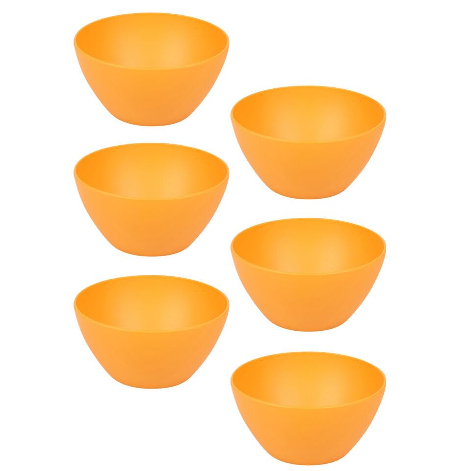 URBNLIVING 6X Small Deep Round Reusable Solid Colour Plastic Dinner Bowls