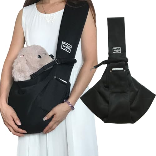 Dog Sling Puppy Carrier for Small Pets (Black)