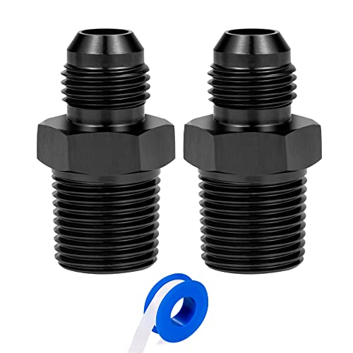 Breezliy 6AN Male Flare to 3/8 NPT Pipe Fitting Adapter Aluminum Straight Black 2PCS