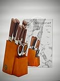 Sharpwoods Premium Messerset, 8-Teilig, Holzblock aus Kiefer, Edelstahlklingen mit Küchenschere und...