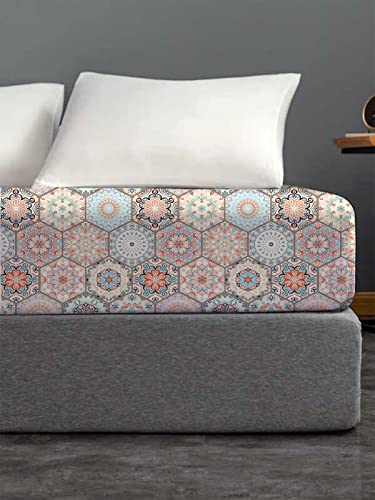 LJHTY Spannbettlaken 90x200 cm geometrischer Druck Mikrofaser Druck Bettlaken Weiches Strapazierfähiges bettwäsche ​für Babybett and Kinderbett Cover