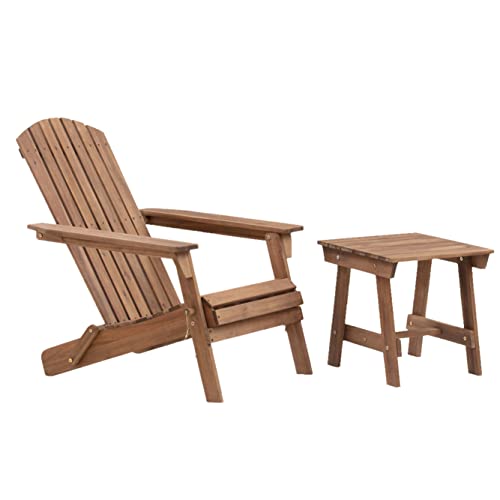 Amazon Aware Fsc Certified Outdoor Folding Adirondack Chair With Side Table, Acacia Wood, 36.6"D X 29.13"W X 35.62"H, Natural Stained Finish #TOP5