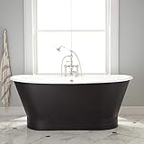Signature Hardware 426201 Kateryn 67' Cast Iron Soaking Pedestal Freestanding Tub in Black with Pre-Drilled Overflow Hole - Less Drain - Black