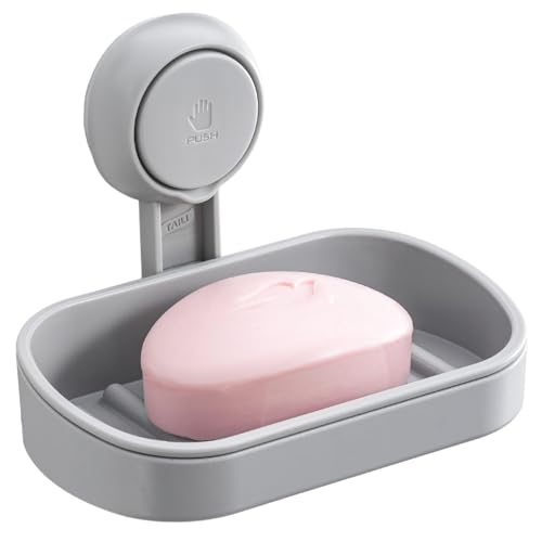 Image of TAILI Soap Holder, Soap Dish for Shower Suction Cup, Bar Soap Holder, Grey | Removable Soap Holder Shower, Soap Tray for Shower Wall, No drill Sponge Holder, Bathroom & Kitchen, Bath Accessories
