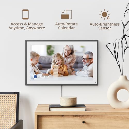 Image of Dragon Touch 15.6 inch Digital Calendar Chore Chart - 1080P Full HD Interactive Touchscreen, Smart Family Planner, Hearth Display Digital Calendar Wall & Desk Mountable for Seamless Scheduling Black