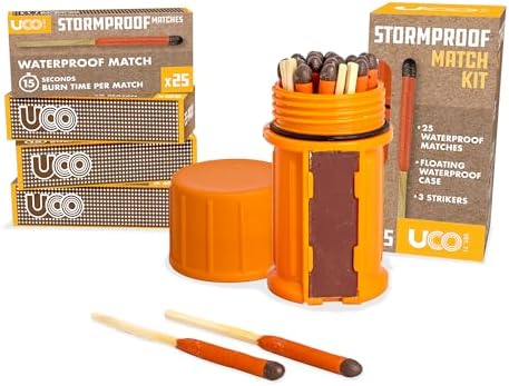 UCO Stormproof, Waterproof & Windproof Match Kit with 4 Packs of Stormproof Matches
