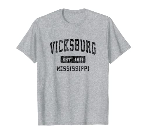 Vicksburg Mississippi MS Vintage Sports Design Negro Diseño Camiseta