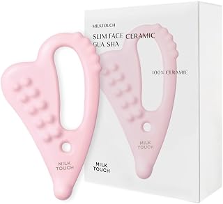 MILKTOUCH Face Lifting Ceramic Pink Gua Sha - Double Chin Lift, Muscle Relief Massage Tool for Face and Body, Korean Self Care Gua Sha | Stocking Stuffers for Women