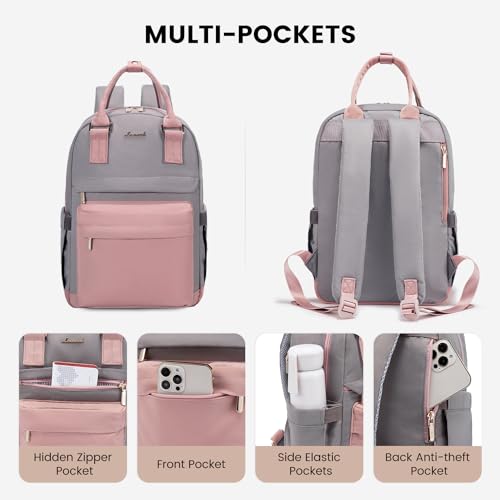 Image of LOVEVOOK Backpack Purse for Women, 14 Inch Laptop backpack Cute Waterproof Backpacks Stylish Travel Bags Vintage Daypacks with USB Port for College Work
