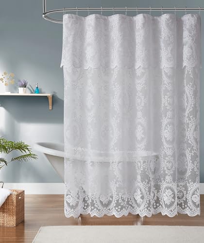 NOIR GOTHIC DECOR 72 Inch Gothic Shower Curtain with Valance. SH White 72