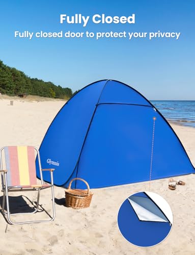 Glymnis Pop Up Beach Tent Beach Shade Tent for 1-4 Persons Sun Shelter UPF 50+ Enclose Zipper Door Portable Easy Up Beach Tent - Image 5