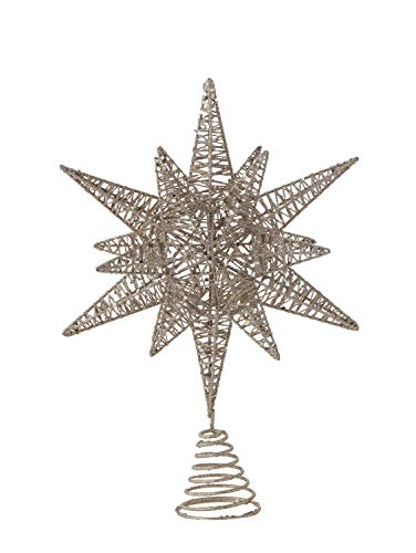 Creative Co-Op Multidimensional Star Tree Topper With Gold Glitter Metal Ornaments #TOP30