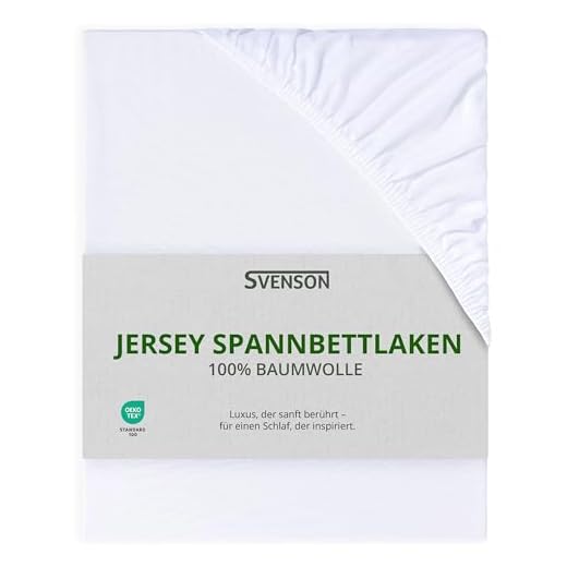 Svenson Jersey Spannbettlaken, Spannbetttuch 100% Baumwolle 90 x 200 cm Weiss